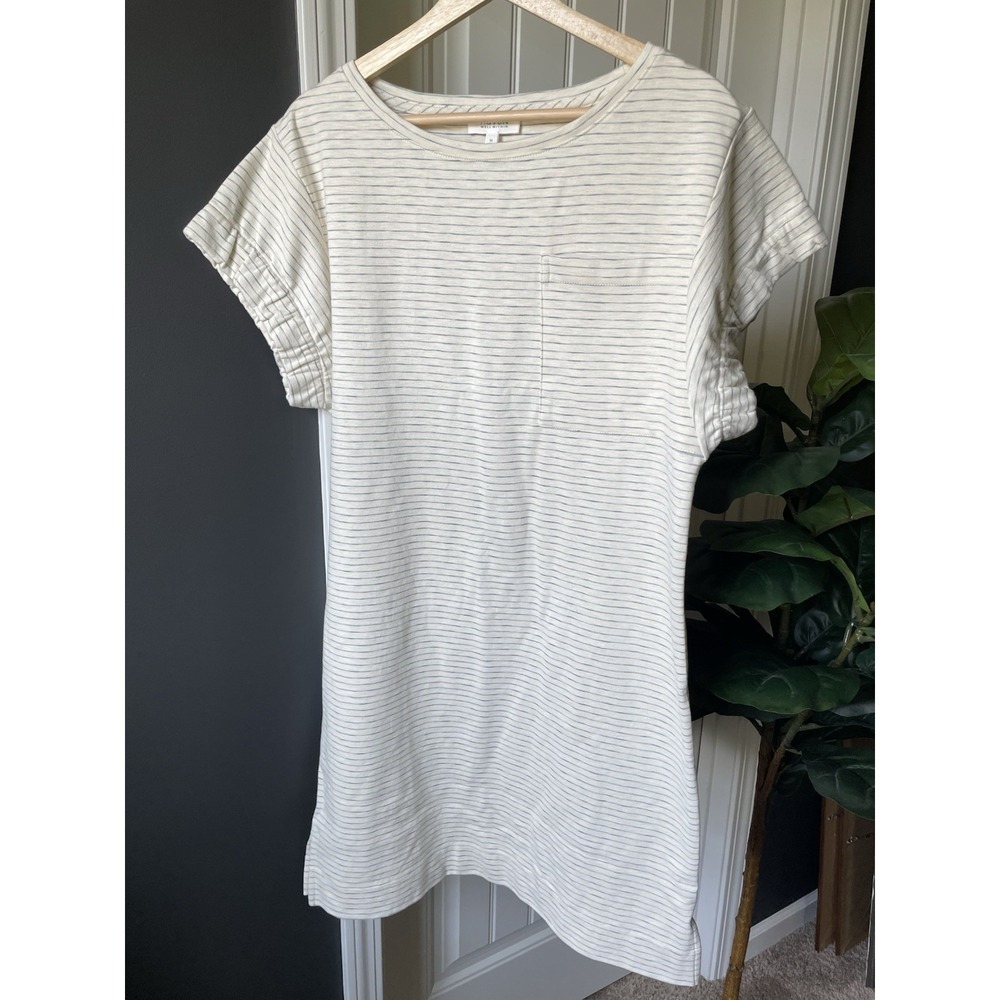 Haven Well Within Striped Knit S/S Dress T-Shirt M Ivory Blue Cotton